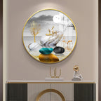 Modern Abstract Stone & Deer Art Circle Frame acrylic wall painting
