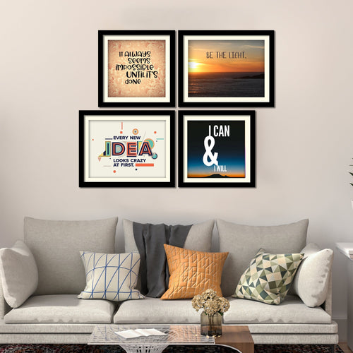 Be The Light Motivational Quotes Wall Hanging Frame Set of Four