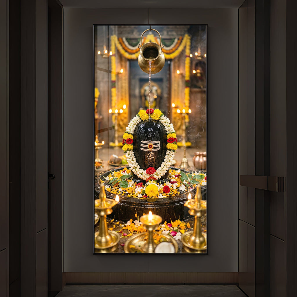 Somnath Jyotirlinga Modern Luxury Backlight Vertical Wall Art