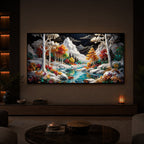 Mountain Serenity Modern Luxury Backlight Horizontal Wall Art