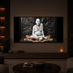 White Marble Swami Samarth Modern Luxury Backlight Horizontal Wall Art