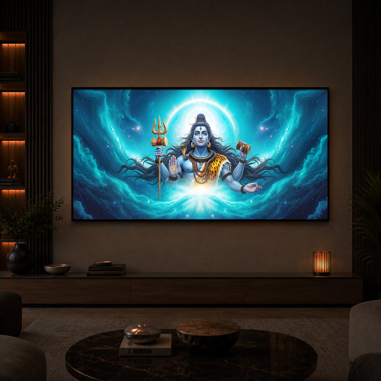 Cosmic Shiva Modern Luxury Backlight Horizontal Wall Art