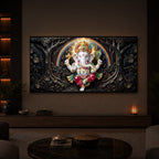 Divine Shree Ganesh Ji Modern Luxury Backlight Horizontal Wall Art