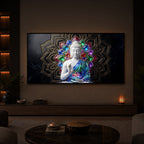 Meditating Buddha Modern Luxury Backlight Horizontal Wall Art