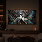 Serene Peacock Modern Luxury Backlight Horizontal Wall Art