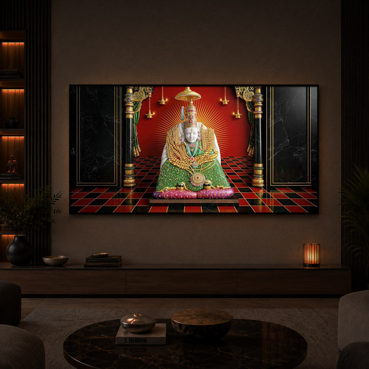 Shri Tulja Bhavani Modern Luxury Backlight Horizontal Wall Art