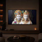Generic Radha Krishna Modern Luxury Backlight Horizontal Wall Art