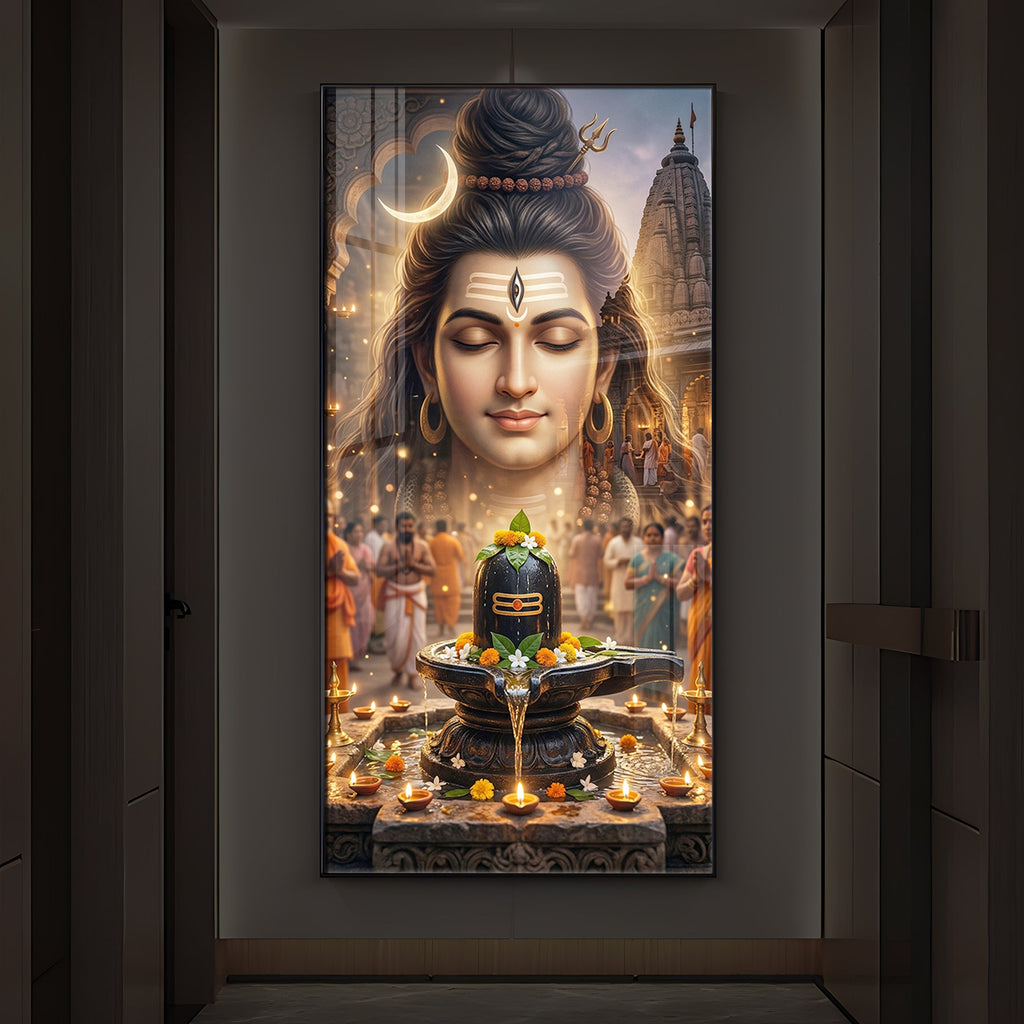 Lord Shiva Modern Luxury Backlight Vertical Wall Art