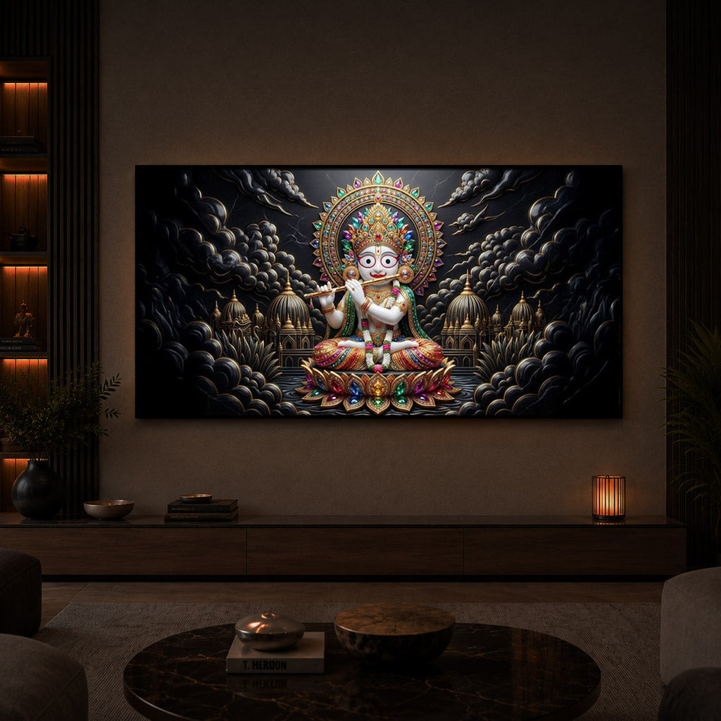 Lord Jagannath Modern Luxury Backlight Horizontal Wall Art