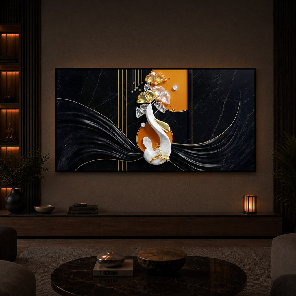 Black & Bold Modern Luxury Backlight Horizontal Wall Art
