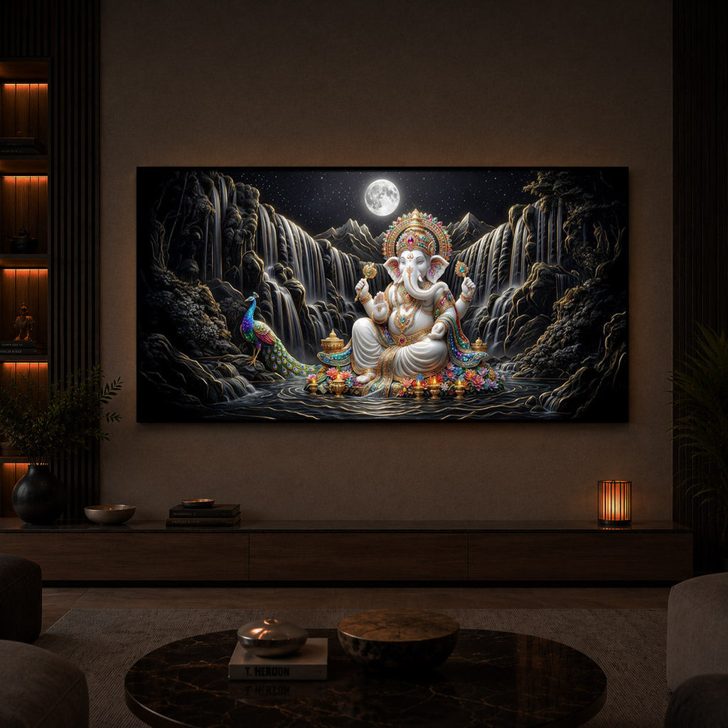 Spiritual Ganesha Modern Luxury Backlight Horizontal Wall Art