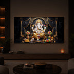 Hindu Deity Lord Ganesha Modern Luxury Backlight Horizontal Wall Art