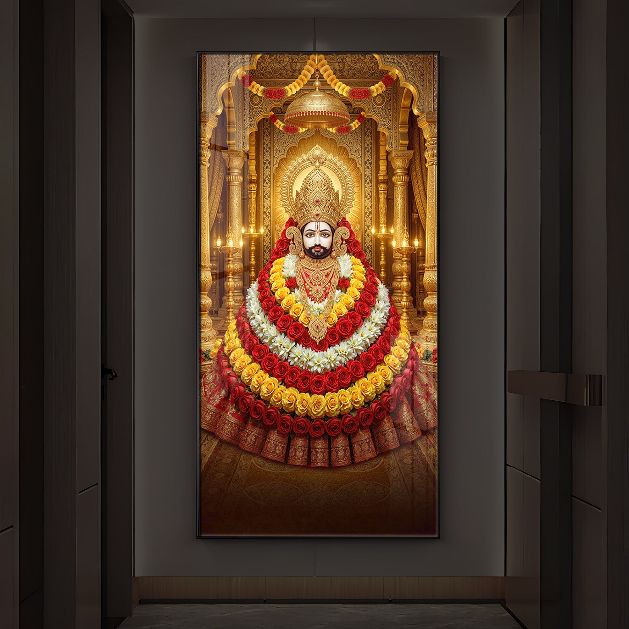 Khatu Shyam Baba Modern Luxury Backlight Vertical Wall Art