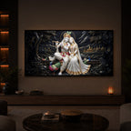 Divine Harmony Radha Krishna Modern Luxury Backlight Horizontal Wall Art