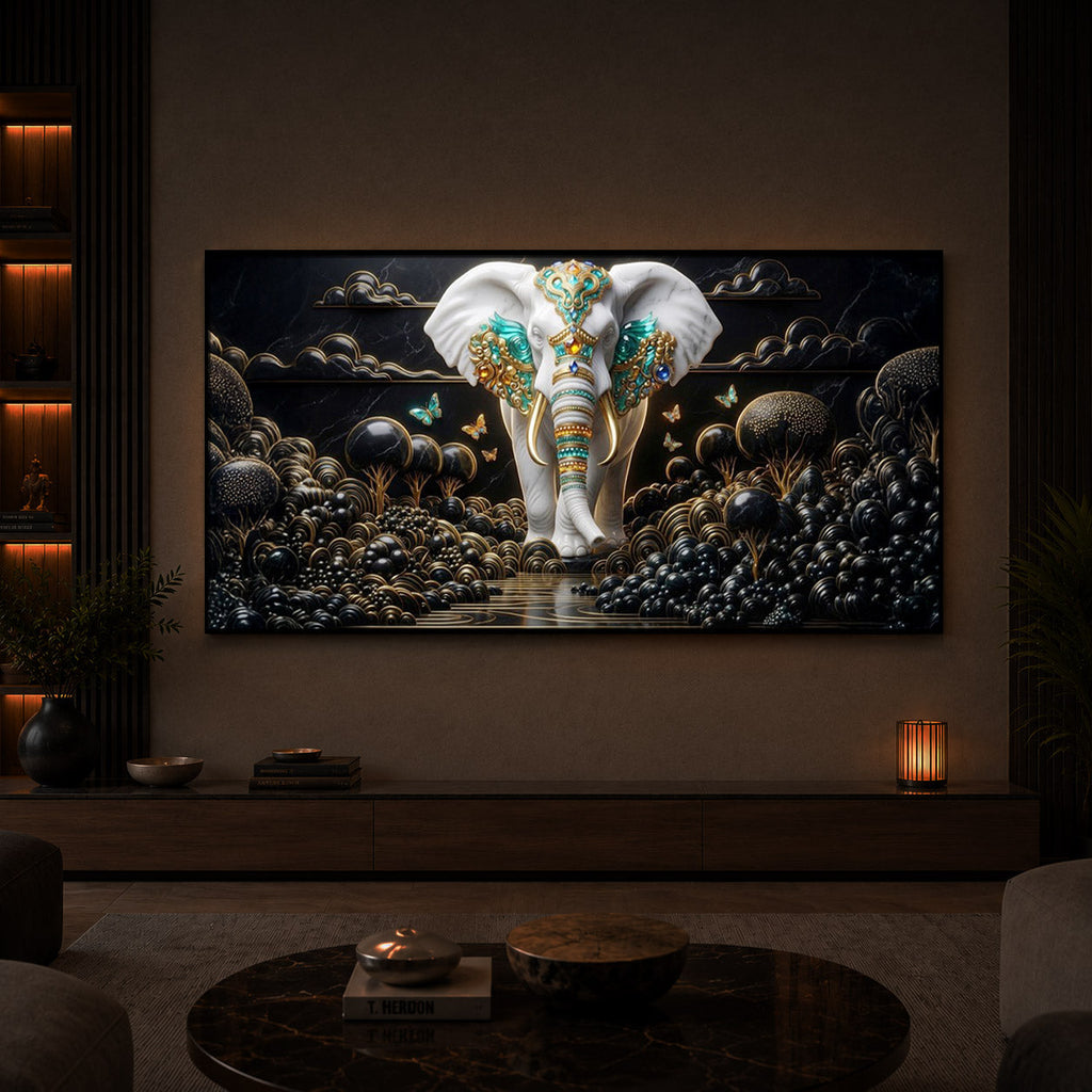 Majestic Elephant Modern Luxury Backlight Horizontal Wall Art