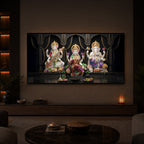 Saraswati,Lakshmi, & Lord Ganesha Modern Luxury Backlight Horizontal Wall Art