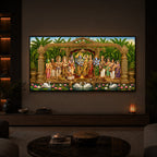 Hindu Deities Srinivasa Kalyanam Modern Luxury Backlight Horizontal Wall Art