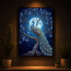 Blue Peacock Modern Luxury Backlight Vertical Wall Art