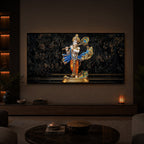 Lord Krishna With Flute Modern Luxury Backlight Horizontal Wall Art