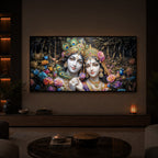 Spiritual Serenity Radha Krishna Modern Luxury Backlight Horizontal Wall Art