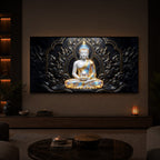 Meditating Buddha Ji Modern Luxury Backlight Horizontal Wall Art