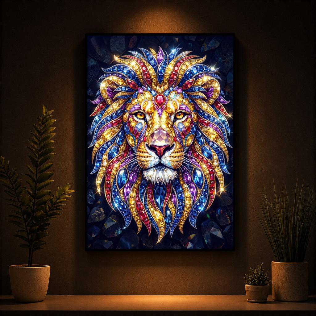 Imperial Lion Majesty Modern Luxury Backlight Vertical Wall Art