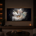 Depicts Radha Krishna Modern Luxury Backlight Horizontal Wall Art