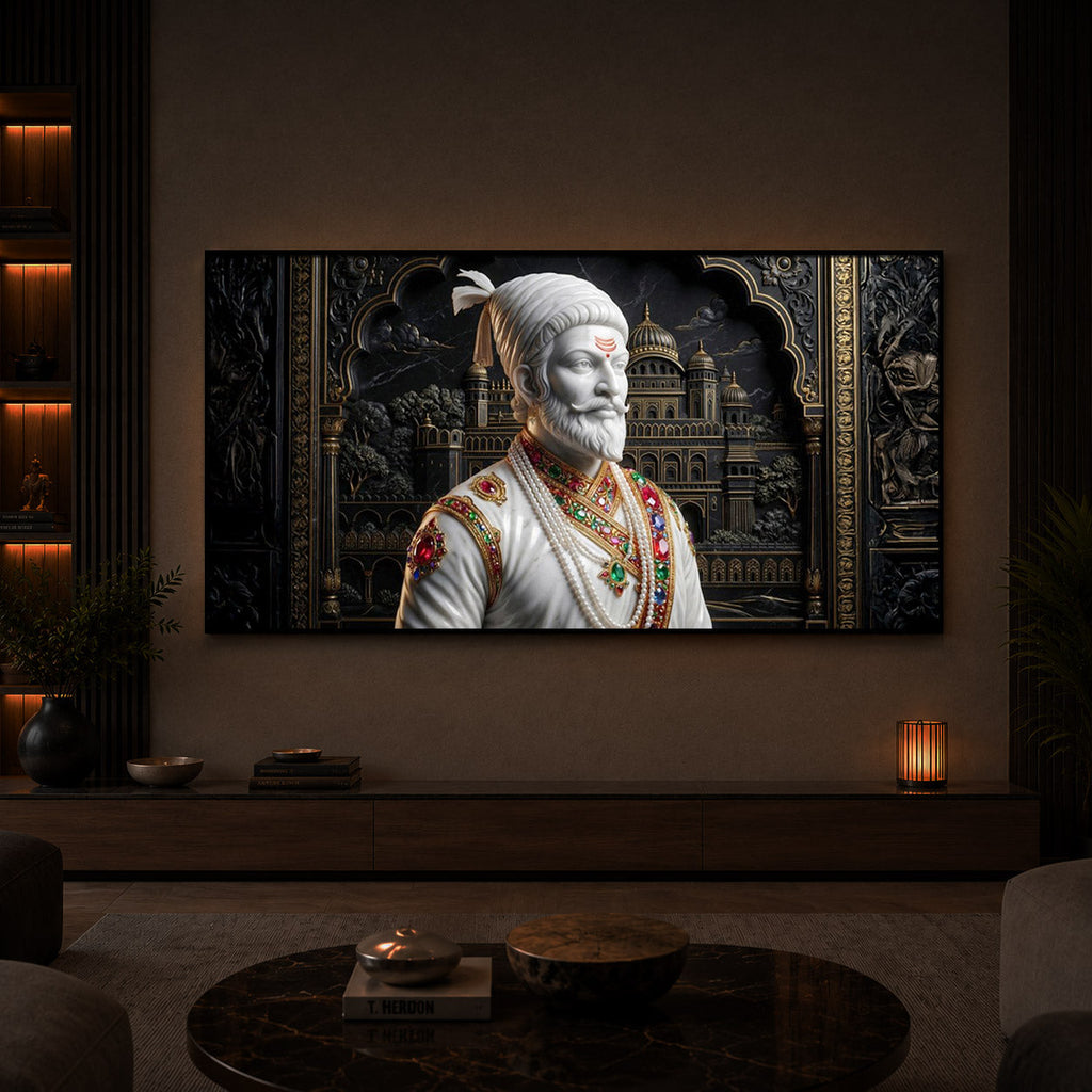 Veer Chhatrapati Shivaji Maharaj Modern Luxury Backlight Horizontal Wall Art