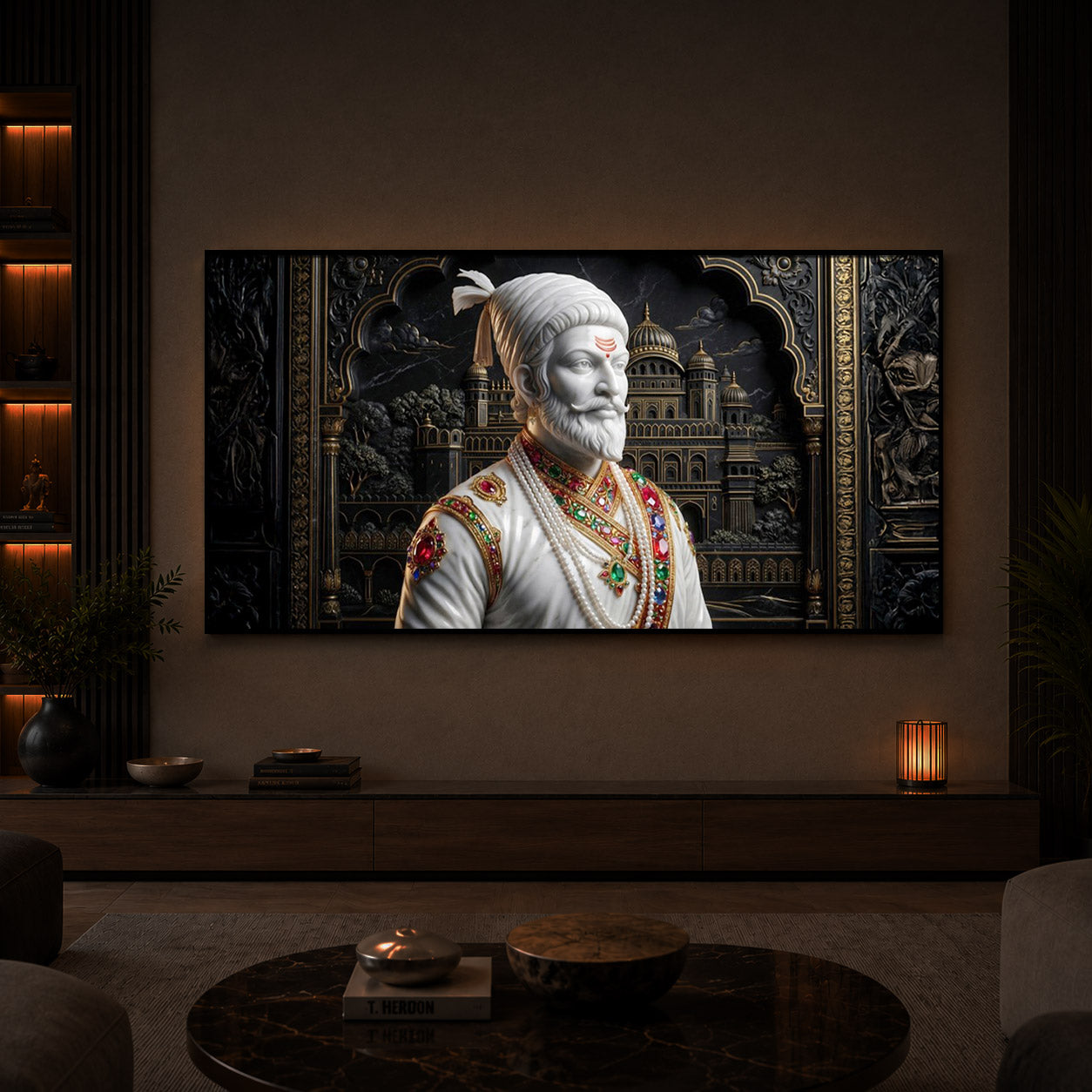 Veer Chhatrapati Shivaji Maharaj Modern Luxury Backlight Horizontal Wall Art