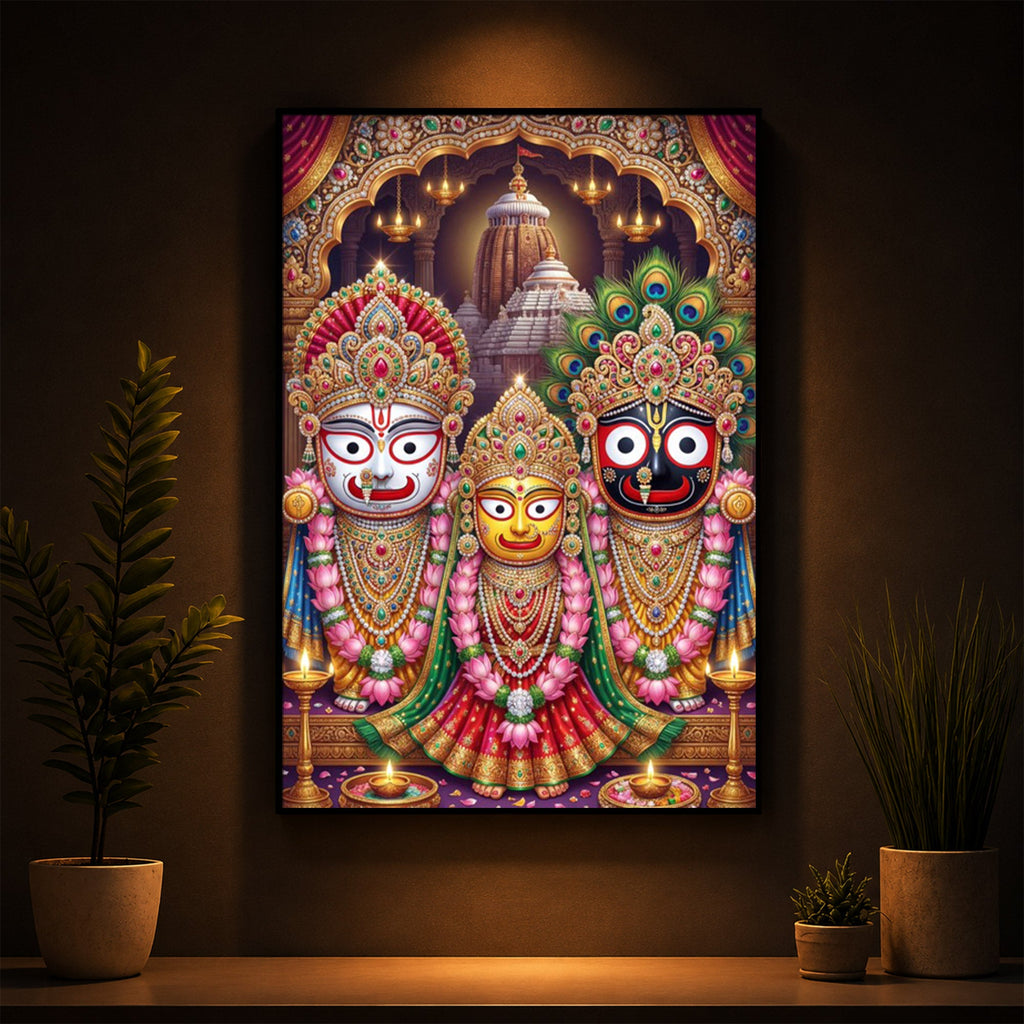 Blessings Of Lord Jagannath Modern Luxury Backlight Vertical Wall Art