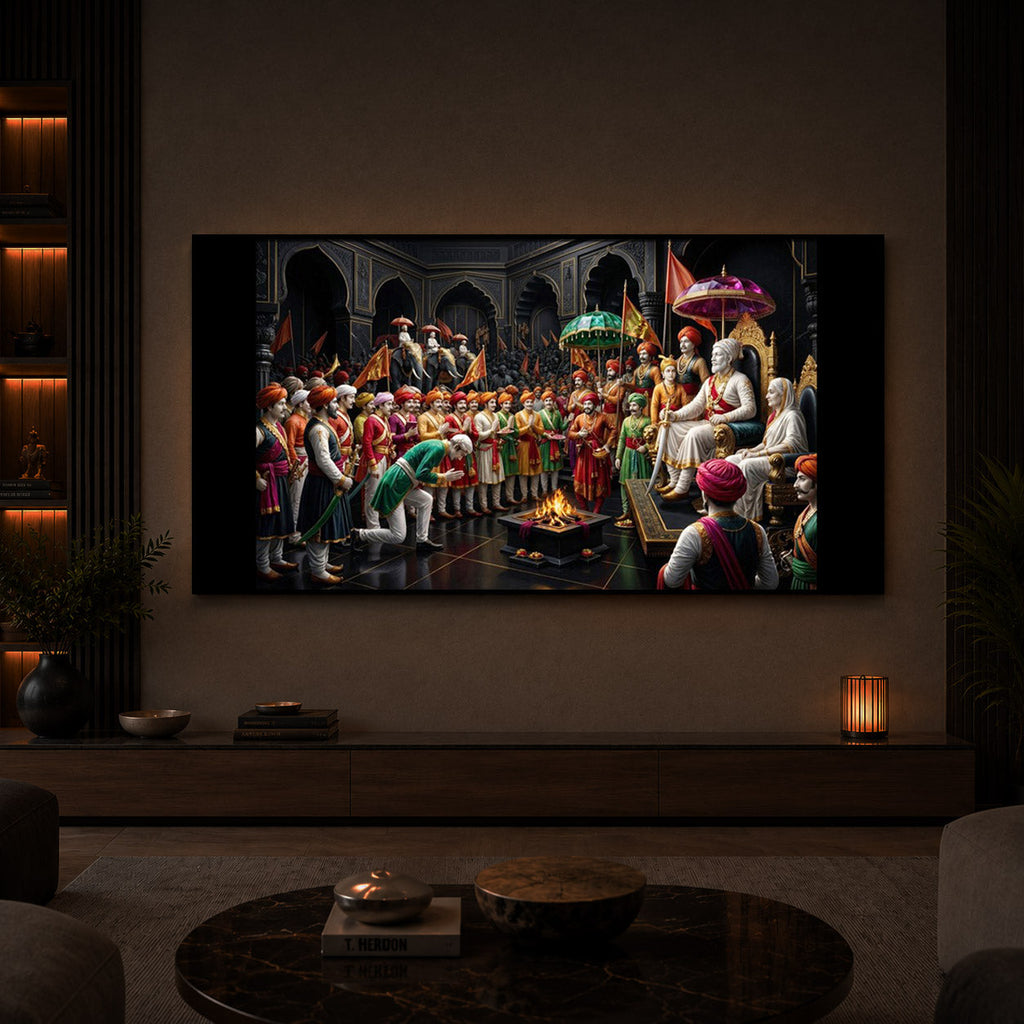 Chhatrapati Shivaji Maharaj Raj Darbar Modern Luxury Backlight Horizontal Wall Art