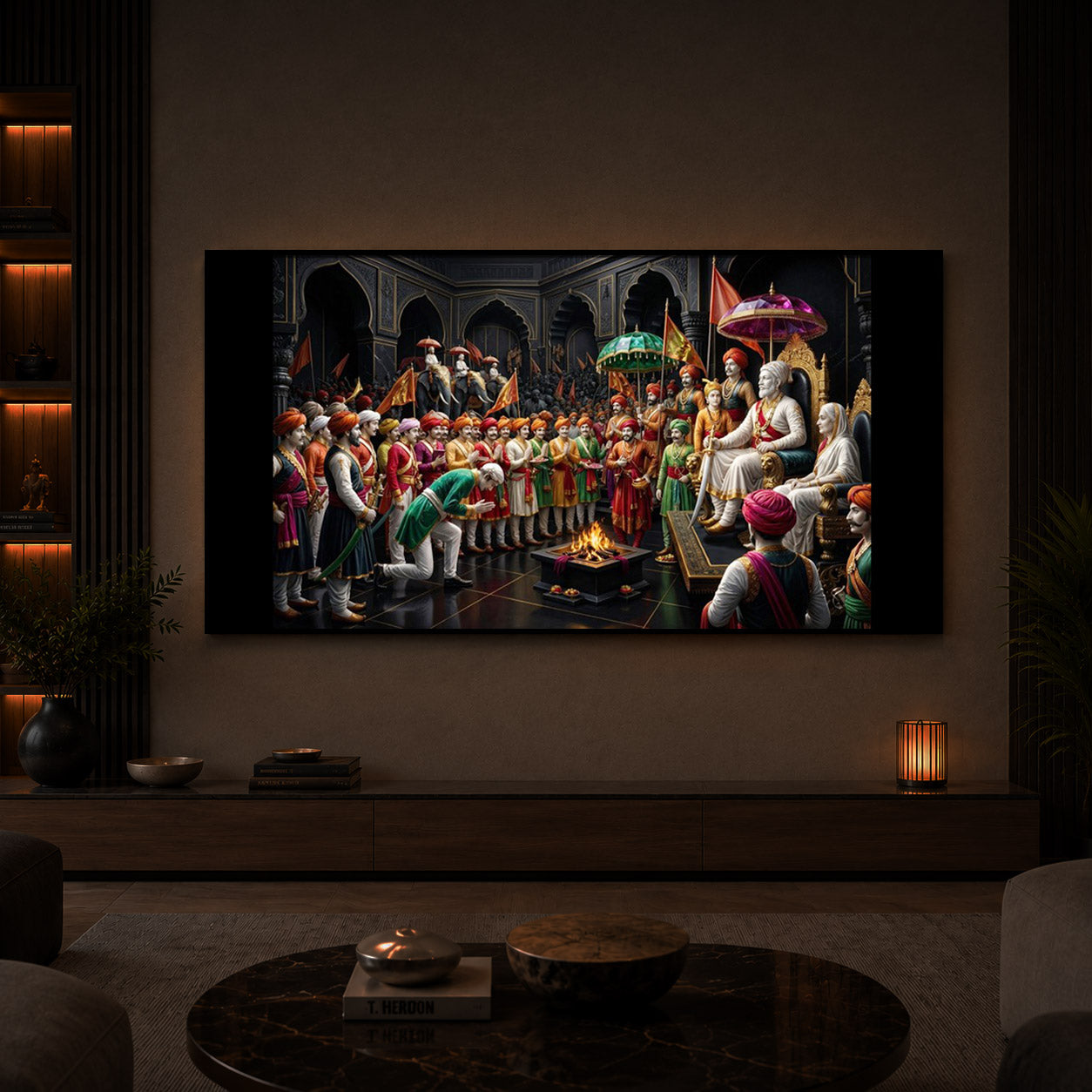 Chhatrapati Shivaji Maharaj Raj Darbar Modern Luxury Backlight Horizontal Wall Art