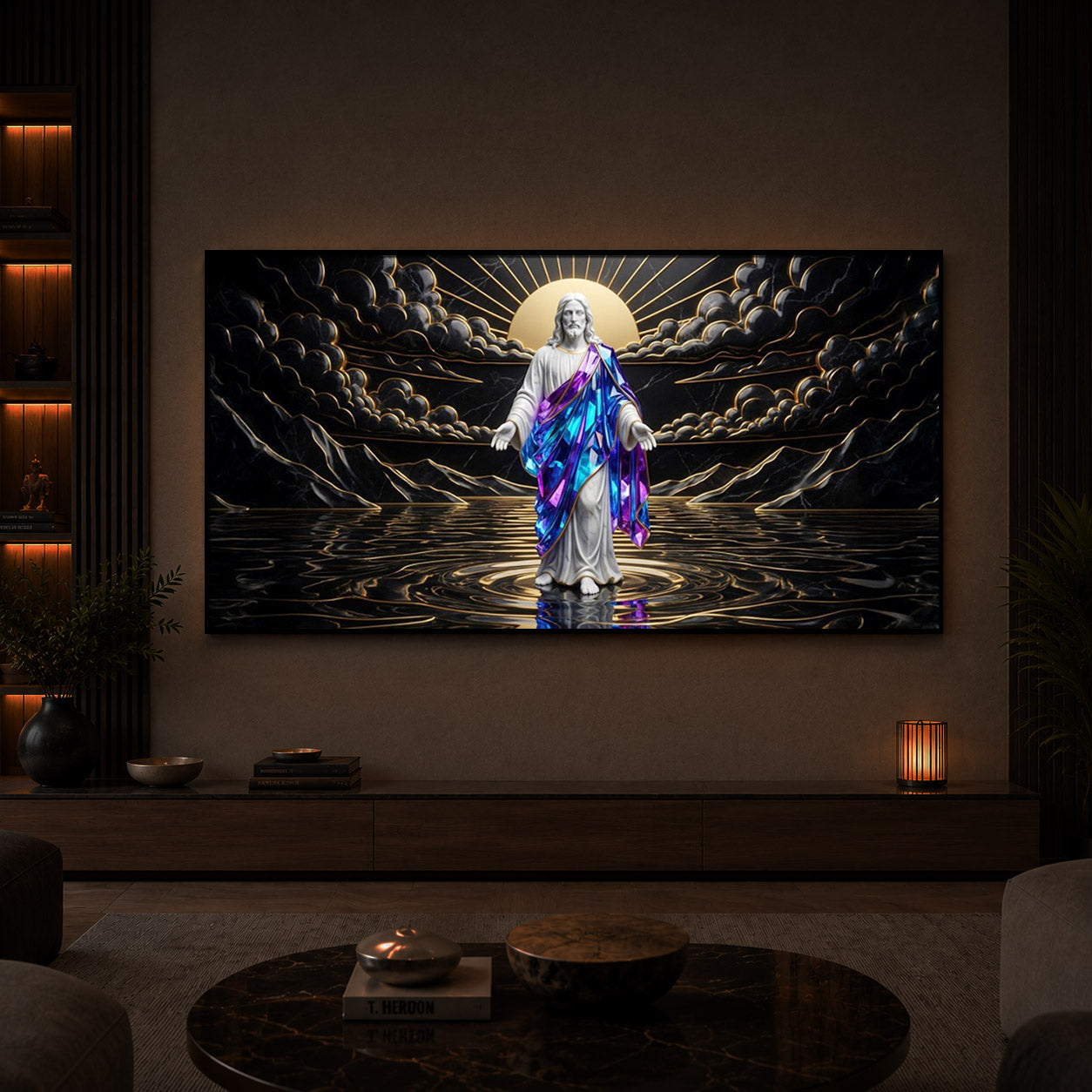 Jesus Christ Modern Luxury Backlight Horizontal Wall Art
