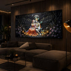 Hindu Deity Radha Krishna Modern Luxury Backlight Horizontal Wall Art
