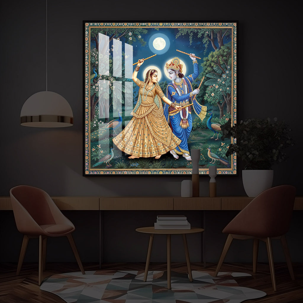 Radha Krishna Definition Of Love Modern Luxury Backlight Square Wall Art