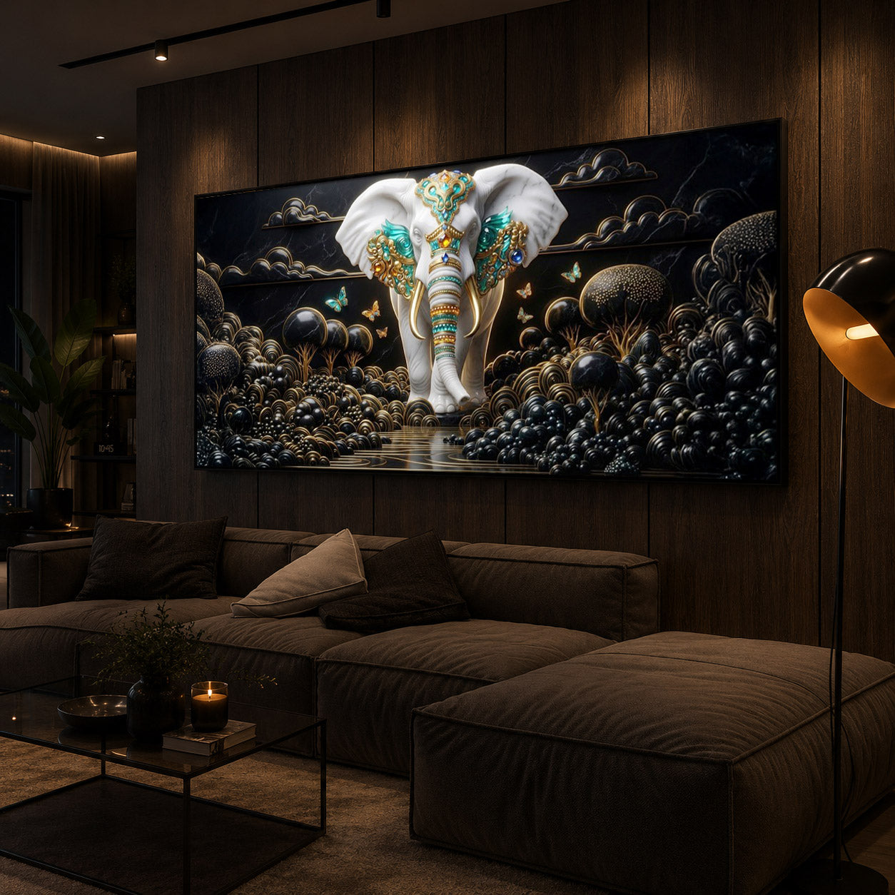 Majestic Elephant Modern Luxury Backlight Horizontal Wall Art