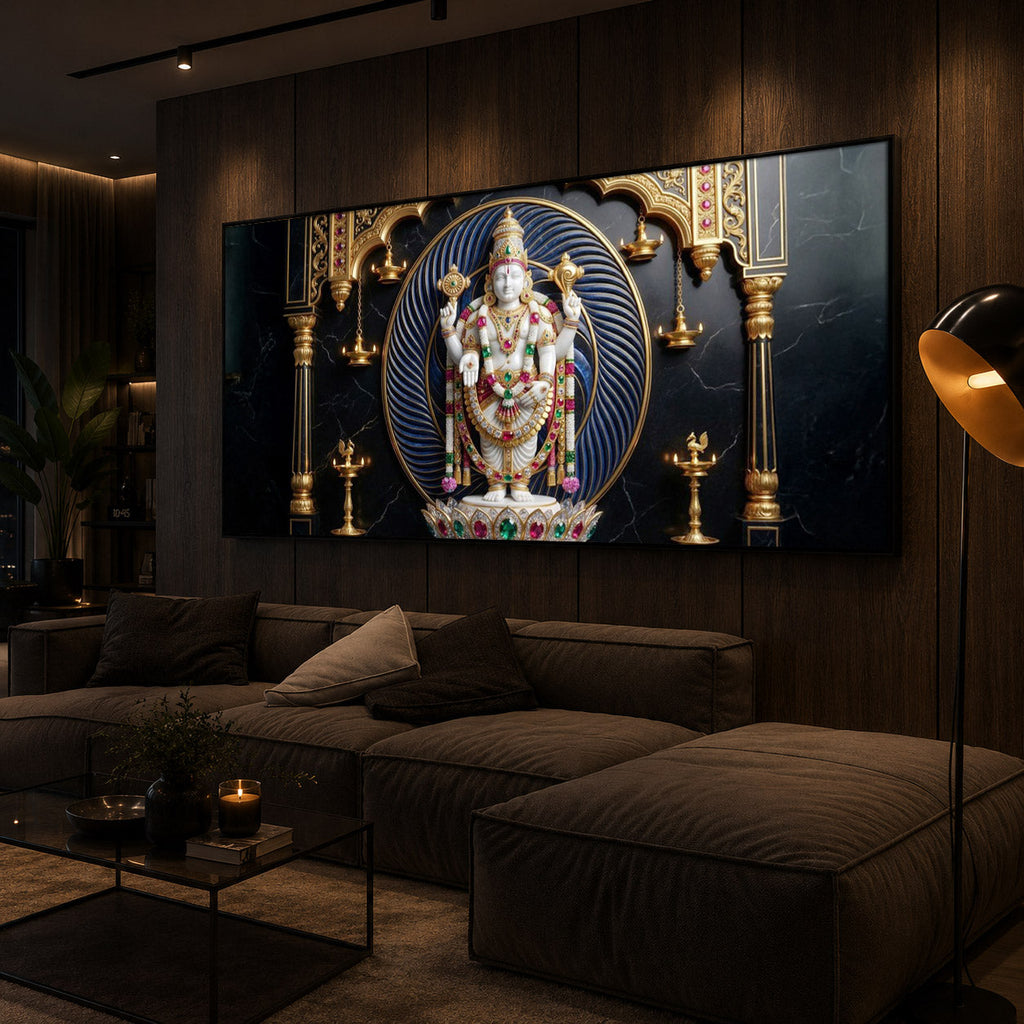 Lord Tirupati Balaji Modern Luxury Backlight Horizontal Wall Art