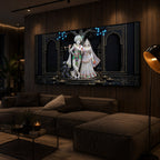 Radha Krishna With Flute Modern Luxury Backlight Horizontal Wall Art