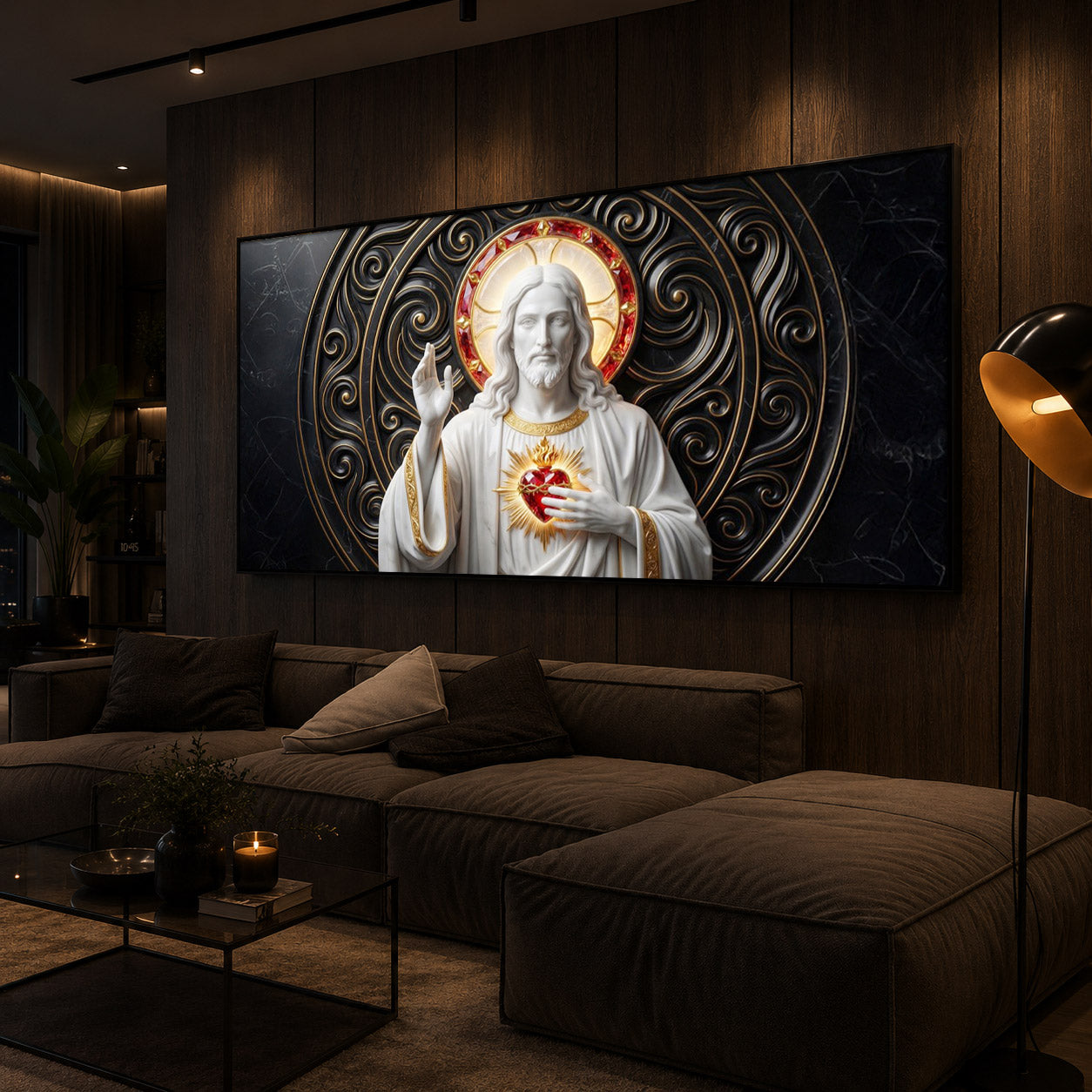 Heart Of Jesus Modern Luxury Backlight Horizontal Wall Art