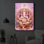 Vakratunda Mahakaya Ganesh Ji Modern Luxury Backlight Vertical Wall Art