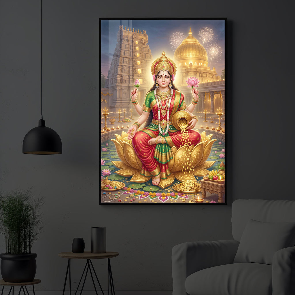 Lakshmi Ji Modern Luxury Backlight Vertical Wall Art