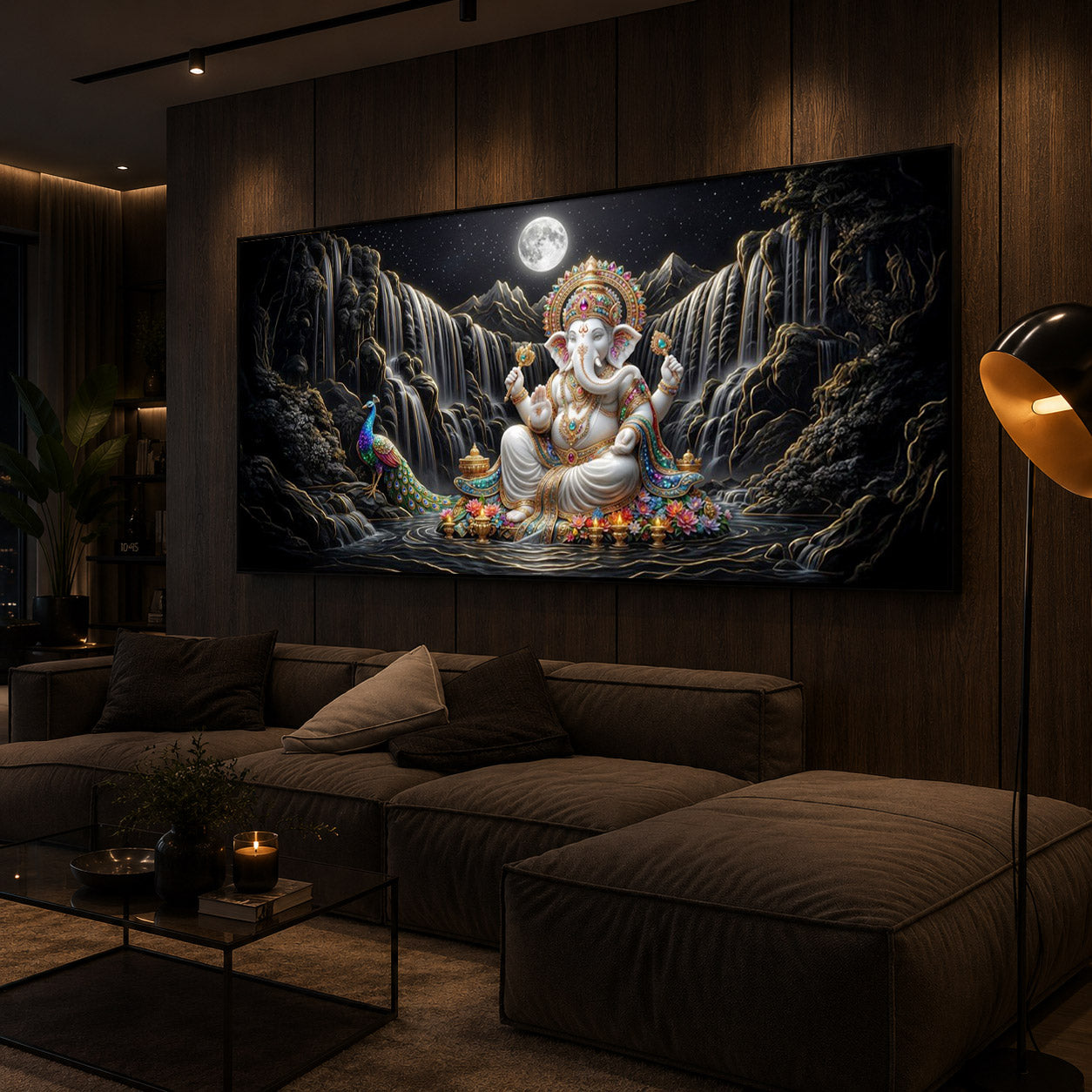 Spiritual Ganesha Modern Luxury Backlight Horizontal Wall Art