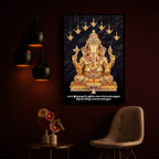 Lord Ganesha With Dark Background Modern Luxury Backlight Vertical Wall Art