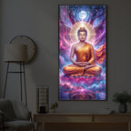 Lord Buddha Modern Luxury Backlight Vertical Wall Art