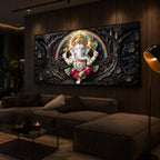 Divine Shree Ganesh Ji Modern Luxury Backlight Horizontal Wall Art