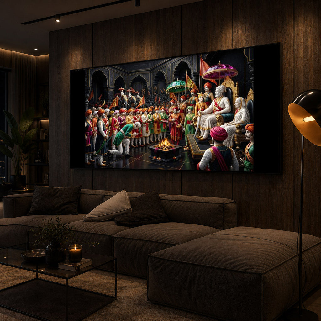 Chhatrapati Shivaji Maharaj Raj Darbar Modern Luxury Backlight Horizontal Wall Art