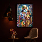 Goddess Shri Radha and God Krishna Modern Luxury Backlight Vertical Wall Art