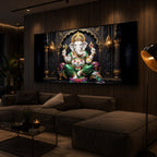 Majestic Lord Ganesha Luxury Backlight Horizontal Wall Art