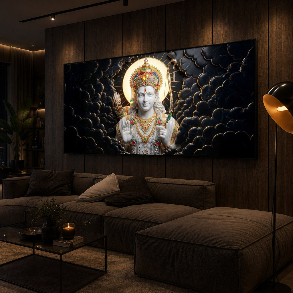 Lord Ram Modern Luxury Backlight Horizontal Wall Art