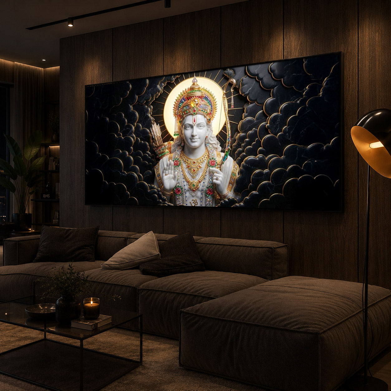 Lord Ram Modern Luxury Backlight Horizontal Wall Art